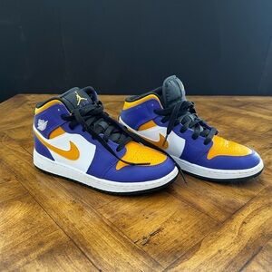 Kids' Jordan High-Top Sneakers - Purple, Orange, and Black